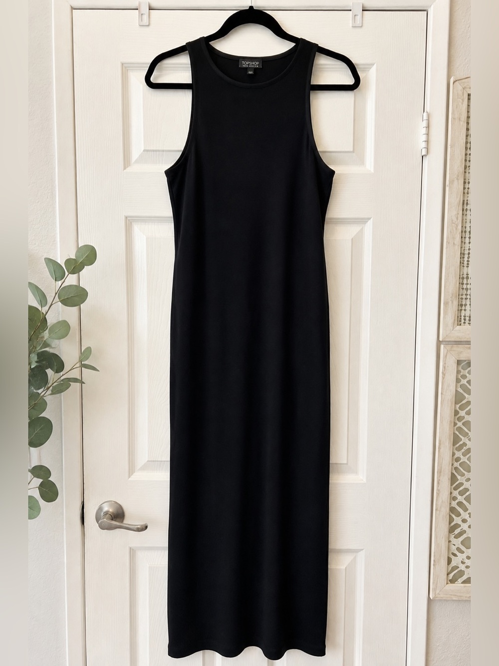 Topshop Black Sleeveless Racerback Midi/Maxi Column Dress Size US 12